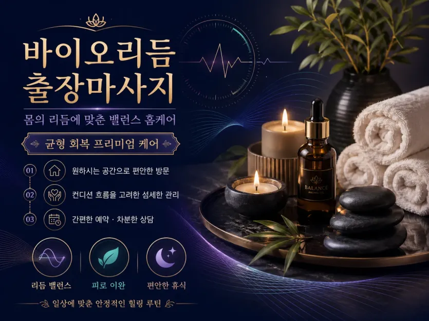 금천구 출장마사지 바이오리듬 - 독산동·시흥동·가산디지털단지 홈타이 24시
