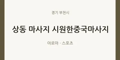부천시 출장마사지 홈타이 시원한중국마사지 | 마픽
