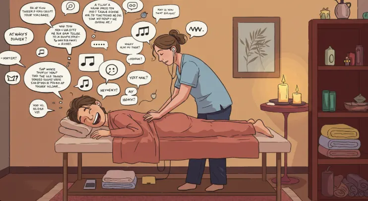 마사지샵에서도 멈추지 않는 입 – 90분 동안 관리사 귀에 피나게 한 썰